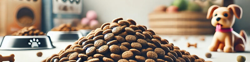Dry dog food kibble, the product that goes inside custom pet food bags