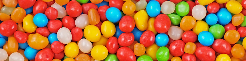 Candy and confectionery packed in printed bags
