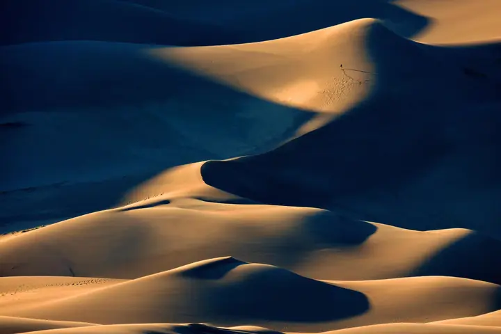 Sand dunes at sunset in Colorado's San Luis Valley